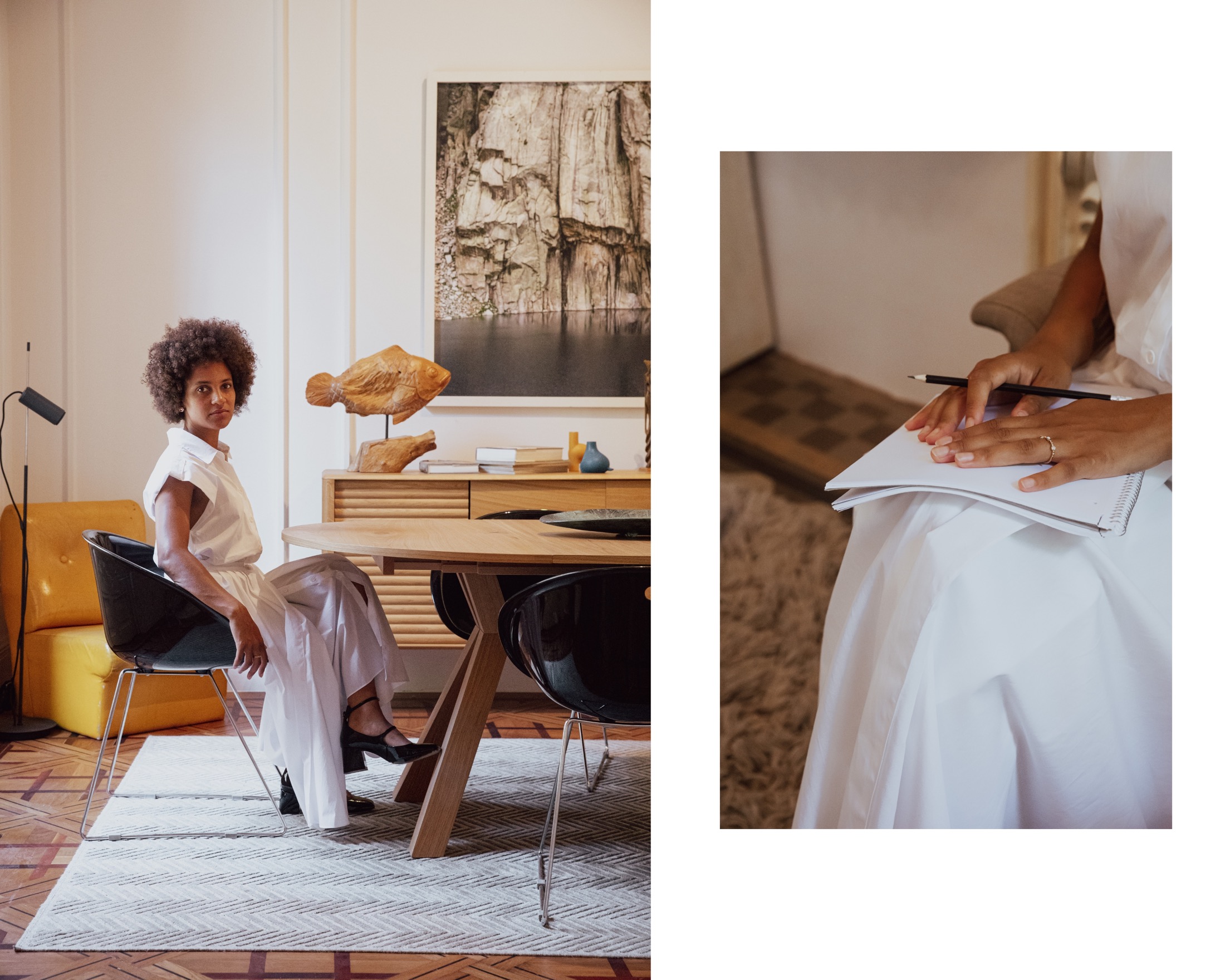Visible-Identity-Doppelseite mit Business-Portrait und Schreibdetail